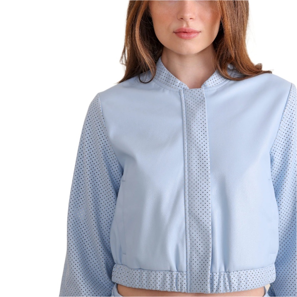 New SEDGE Terry Jacket in Cornflower Vegan Leather NWT S - Picture 2 of 10